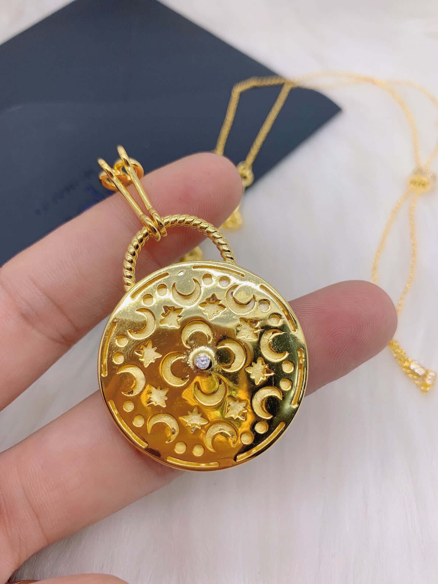 APM Monaco Gold Evil Eye Pendant Necklace